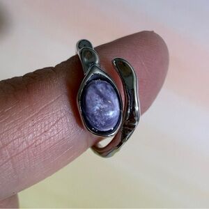 Natural Charoit Crystal Stone Adjustable Ring